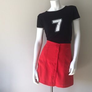 Amanda Uprichard Red Button front mini skirt sz L